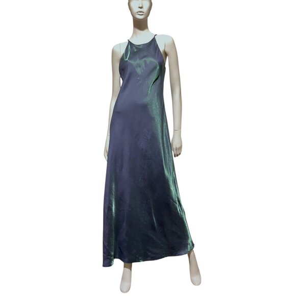 Vintage Halter Maxi Dress 10 Bias Cut Slip Fairy Minimalist Prom Formal HOCO - Picture 1 of 6